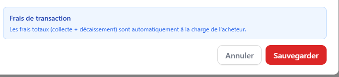 Sebpay - frais payés par le client